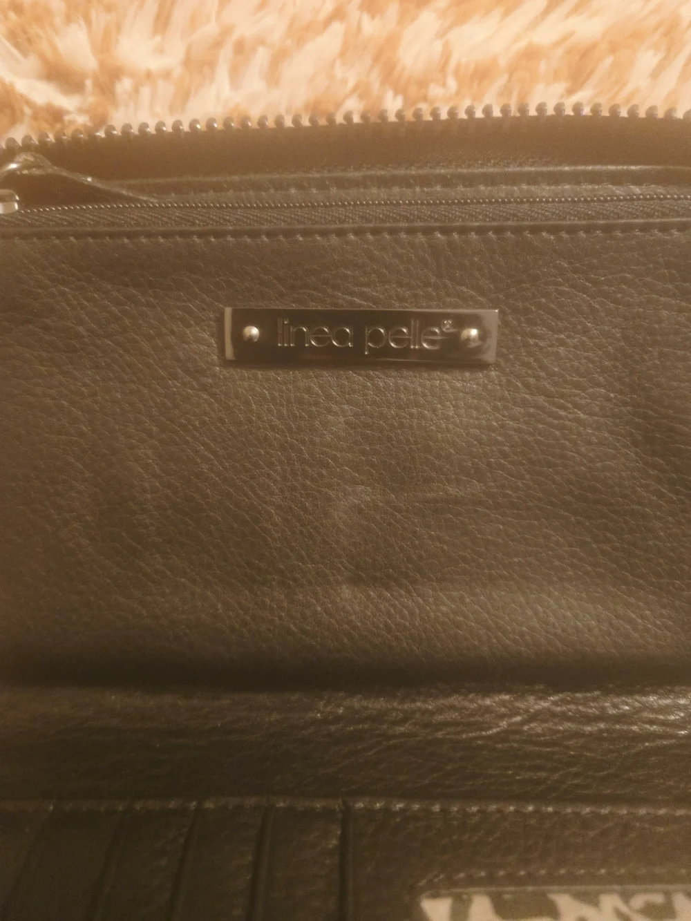 Linea Pelle Black Leather Zip Around Organizer Wallet Leopard Print NWOT Mint